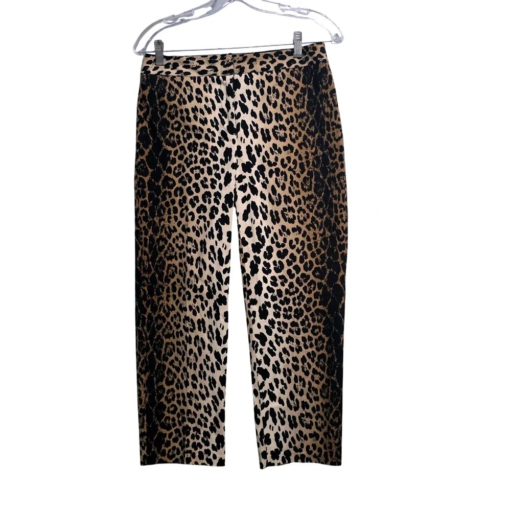 Peck & Peck Weekend Womens‎ Leopard Print Cropped Pants Brown Black Size 4
